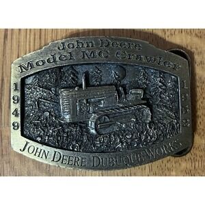 John Deere MC Crawler Tractor Brass Belt Buckle Limited Ed Dubuque Works 1997‎